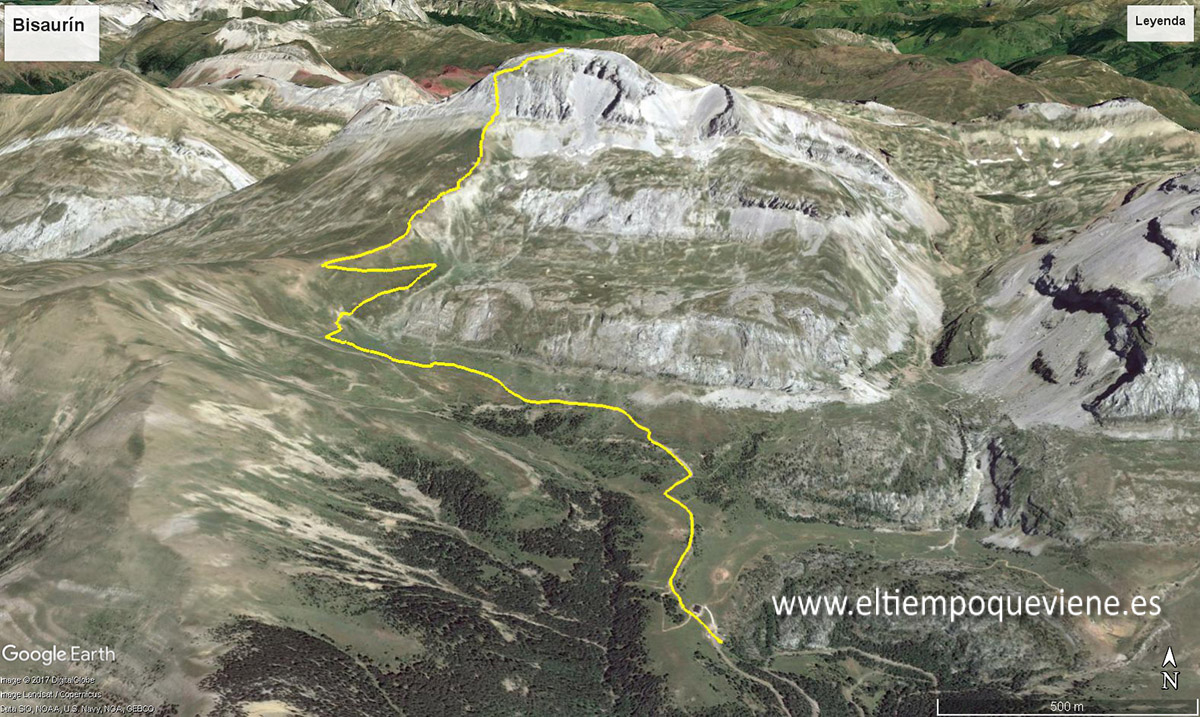 Mapa relieve norte Pico Bisaurín